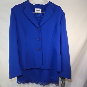 Kasper Women's Royal Blue Blazer & Skirt with Lace Detail
